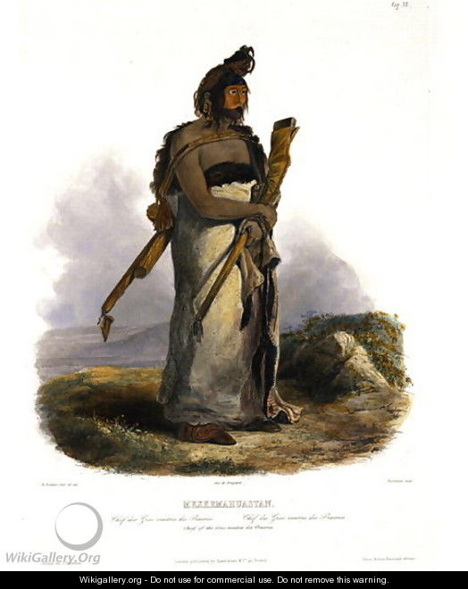 Mexkemahuastan, Chief of the Gros-Ventres of the Prairies, plate 20 from Volume 1 of 
