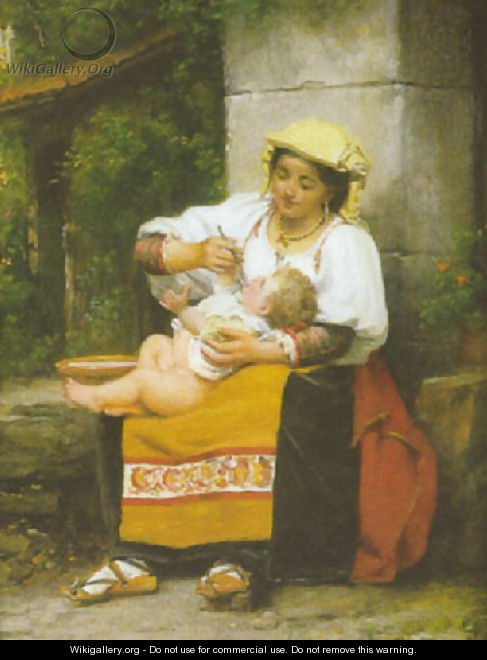 Italienne donnant la soupe a son enfant 1873 - Celestin-Joseph Blanc