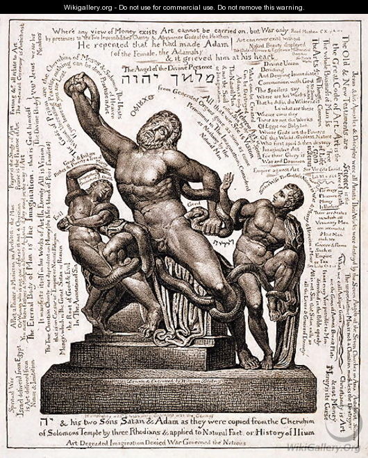 The Laocoon as Jehovah with Satan and Adam, c.1820 - William Blake