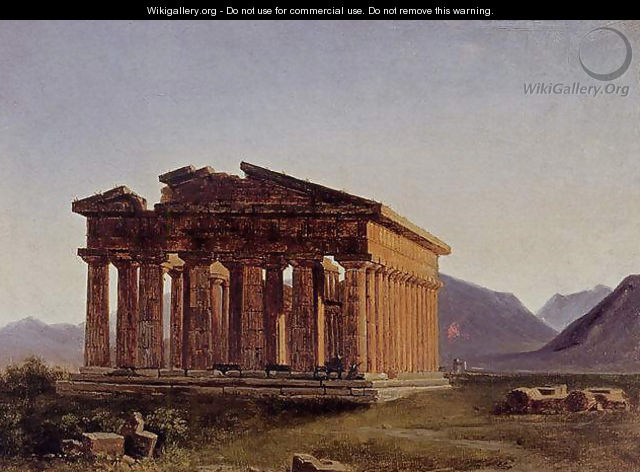 A view of the Temple of Neptune at Paestum - Antoine-Felix Boisselier