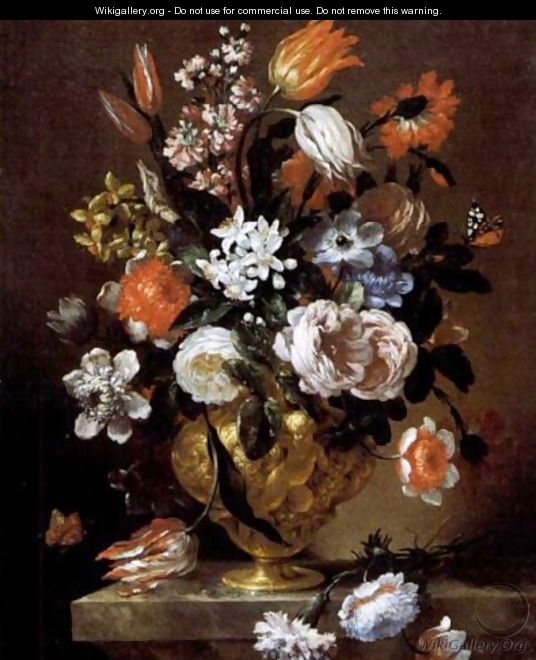 Fiori in vaso di metallo 1690-99 - Bartolommeo Bimbi