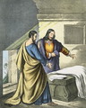 Peter and John at the Sepulchre, from a bible, 1870