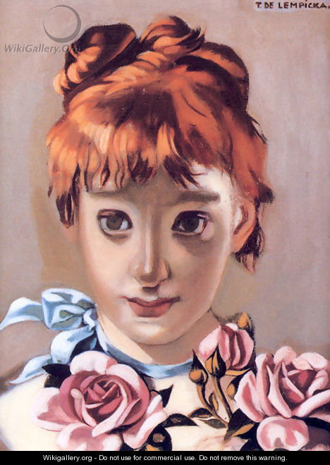 Redheaded Girl and Garland of Roses, c.1944 - Tamara de Lempicka