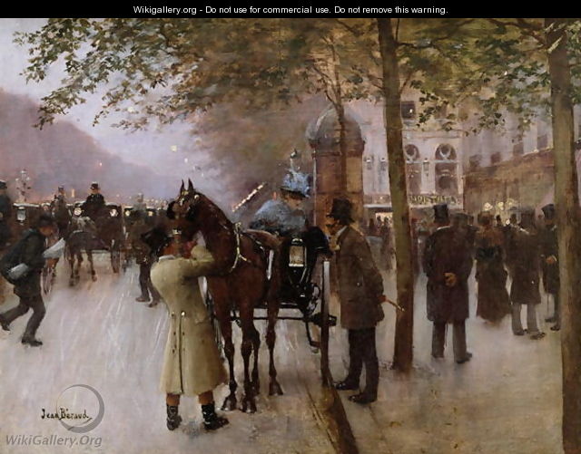 The Boulevards, Evening in Front of the Cafe Napolitain - Jean-Georges Beraud
