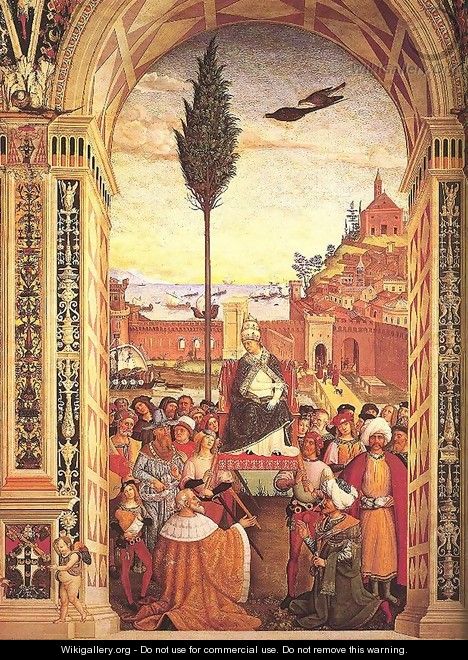 Aeneas Piccolomini Arrives to Ancona 1502-08 - Bernardino di Betto (Pinturicchio)