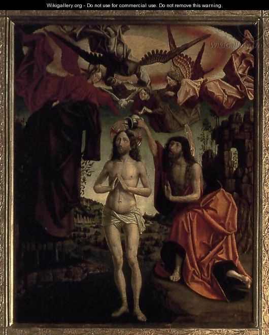 St Wolfgang Altarpiece- Baptism of Christ 1479-81 - Michael Pacher