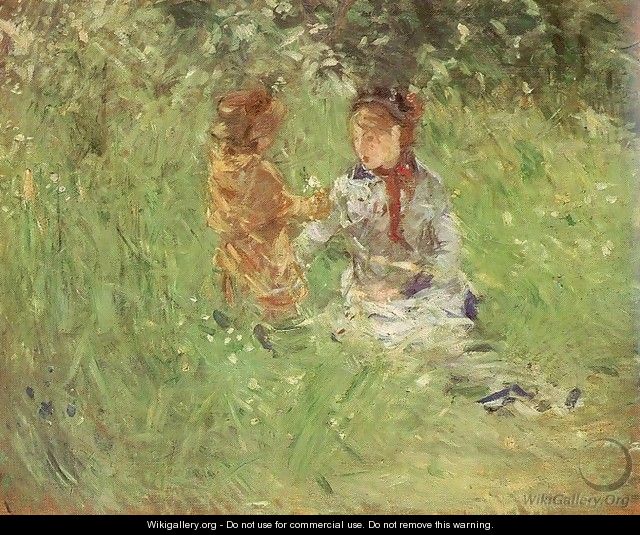 Woman and Child in the Garden at Bougival 1882 - Berthe Morisot