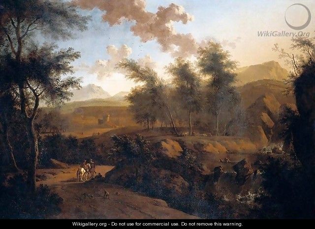 An Extensive Italianate Landscape - Frederick De Moucheron
