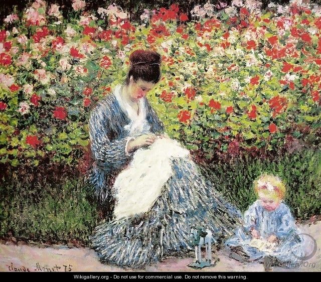 Madame Monet and Child (Camille Monet and a Child in a Garden) - Claude Oscar Monet