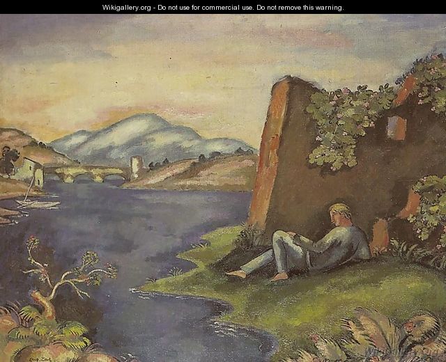 Idyll - Landscape with a Reclining Man - Eugene Zak