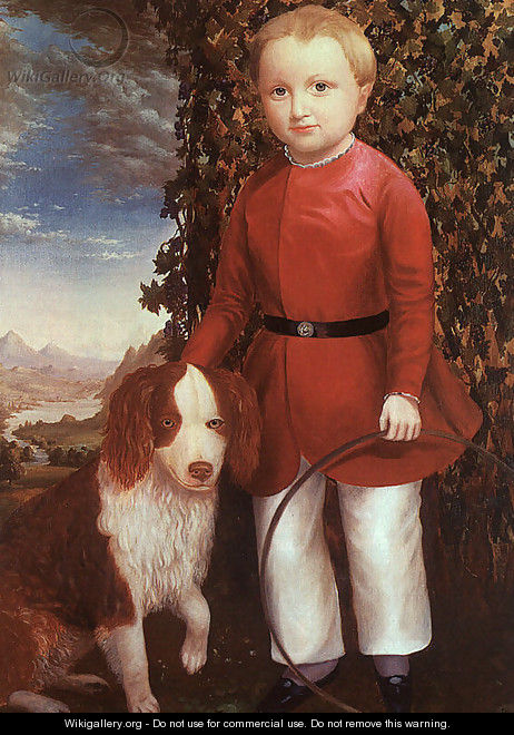 Portrait of a Boy with a Dog - Joseph Whiting Stock