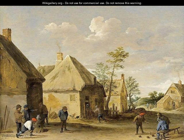 Peasants Bowling in a Village Street c. 1650 - David The Younger Teniers