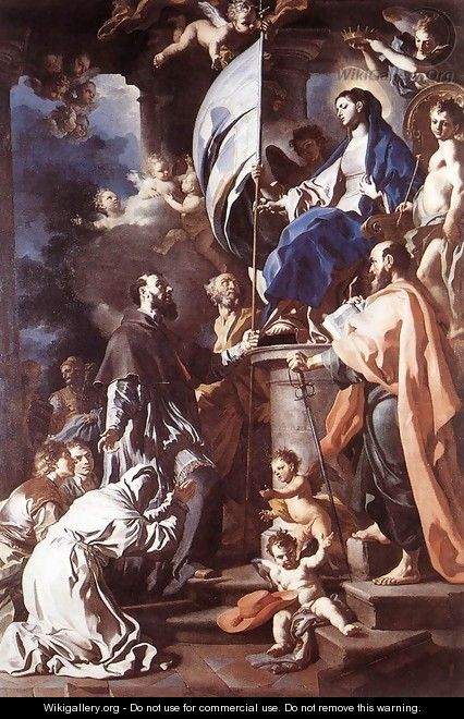 St Bonaventura Receiving the Banner of St Sepulchre from the Madonna 1710 - Francesco Solimena