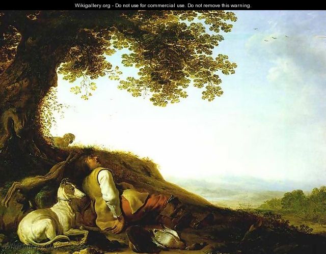 Hunter Sleeping on a Hillside - Herman Saftleven