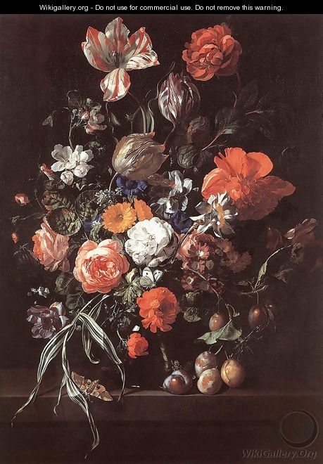 Still-Life with Bouquet of Flowers and Plums - Rachel Ruysch