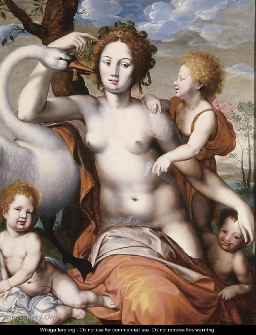 Leda with Swan and Children - Vincent Sellaer