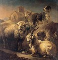 A Goat, Sheep and a Dog Resting in a Landscape - Philipp Peter Roos