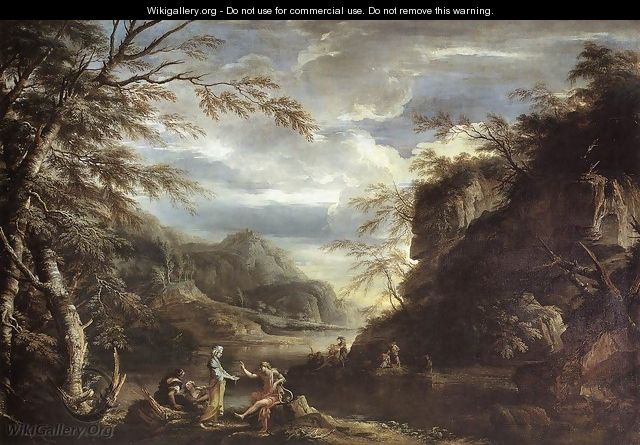 River Landscape with Apollo and the Cumean Sibyl c. 1655 - Salvator Rosa