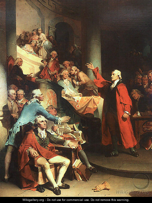 Patrick Henry in the House of Burgesses of Virginia, Delivering his Celebrated Speech Against the Stamp Act 1851 - Peter F. Rothermel
