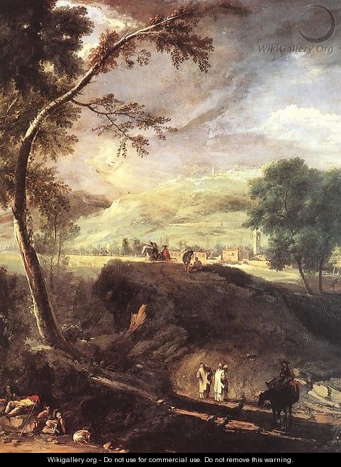 Landscape with River and Figures (detail) c. 1720 - Marco Ricci