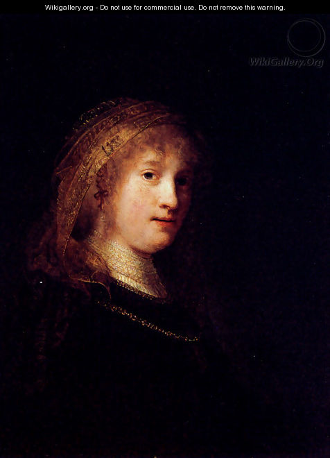 Saskia Wearing A Veil - Rembrandt Van Rijn