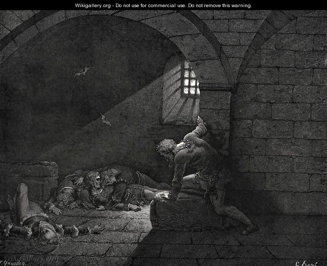 The Inferno, Canto 33, lines 73-74: Then fasting got The mastery of grief. - Gustave Dore