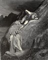 The Inferno, Canto 12, lines 11-14: and there At point of the disparted ridge lay stretchd The infamy of Crete, detested brood Of the feignd heifer - Gustave Dore