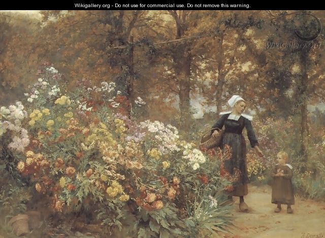 Picking Flowers - Theophile Louis Deyrolle