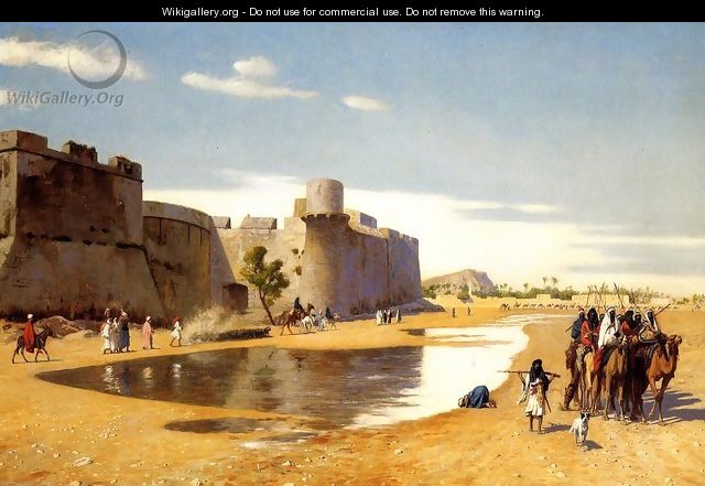 An Arab Caravan outside a Fortified Town, Egypt - Jean-Léon Gérôme