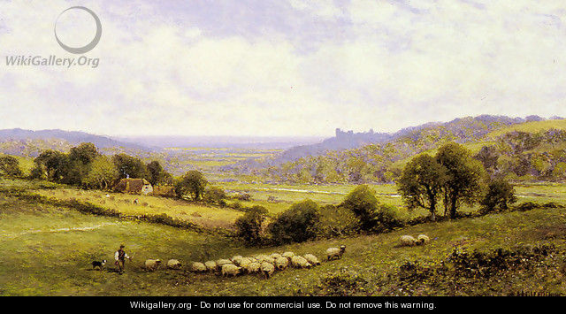 Near Amberley, Sussex, with Arundel Castle in the Distance - Alfred Glendening