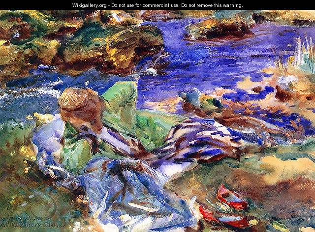 Woman in a Turkish Costume (or A Turkish Woman by a Stream) - John Singer Sargent
