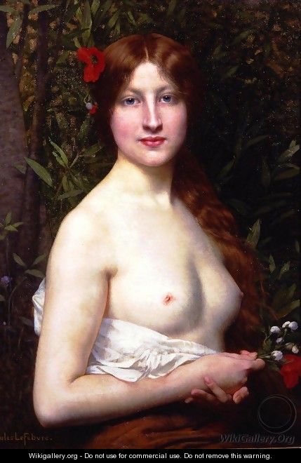 Fleurs des Champs (or Half-Length Demi-Nude) - Jules Joseph Lefebvre