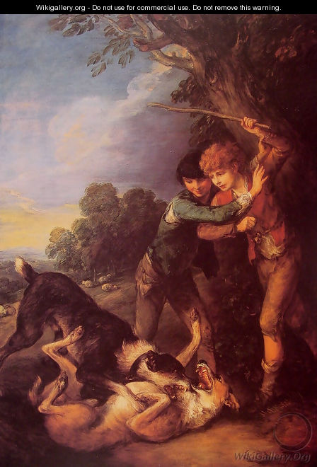 Shepherd Boys with Dogs Fighting - Thomas Gainsborough