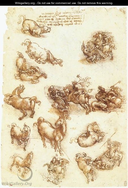 Study sheet with horses - Leonardo Da Vinci