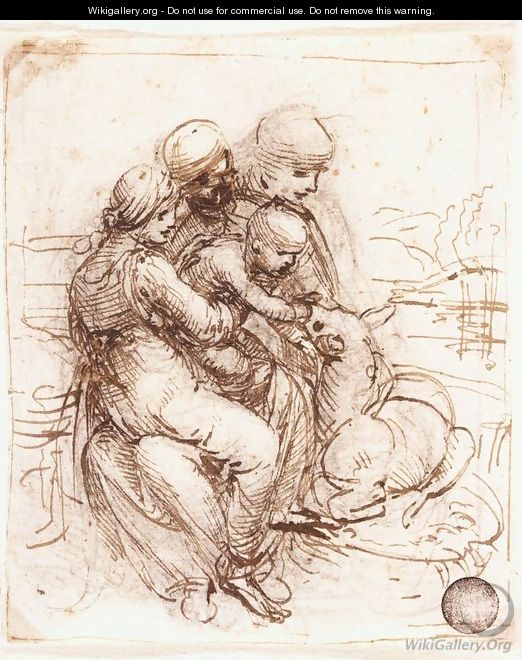 Study of St Anne, Mary, the Christ Child and the young St John - Leonardo Da Vinci