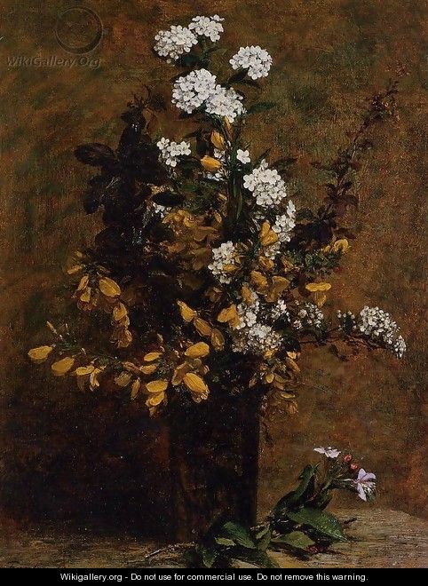 Broom and Other Spring Flowers in a Vase - Ignace Henri Jean Fantin-Latour