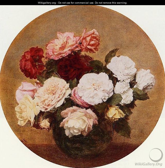 A Large Bouquet of Roses - Ignace Henri Jean Fantin-Latour