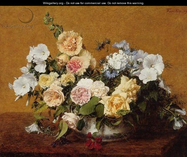 Bouquet of Roses and Other Flowers - Ignace Henri Jean Fantin-Latour