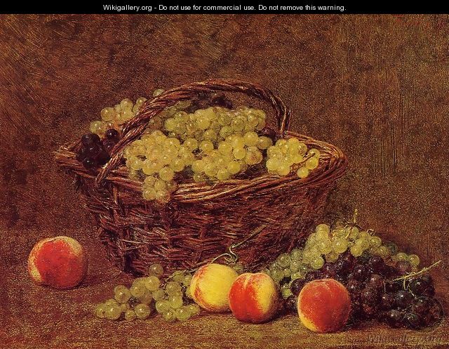 Basket of White Grapes and Peaches - Ignace Henri Jean Fantin-Latour