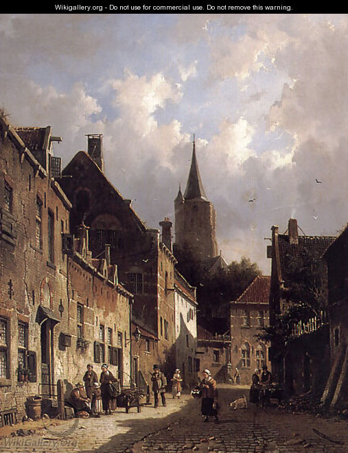 A Dutch Street Scene - Adrianus Eversen
