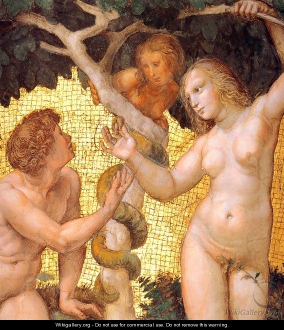 The Stanza della Segnatura Ceiling: Adam and Eve [detail: 1] - Raphael