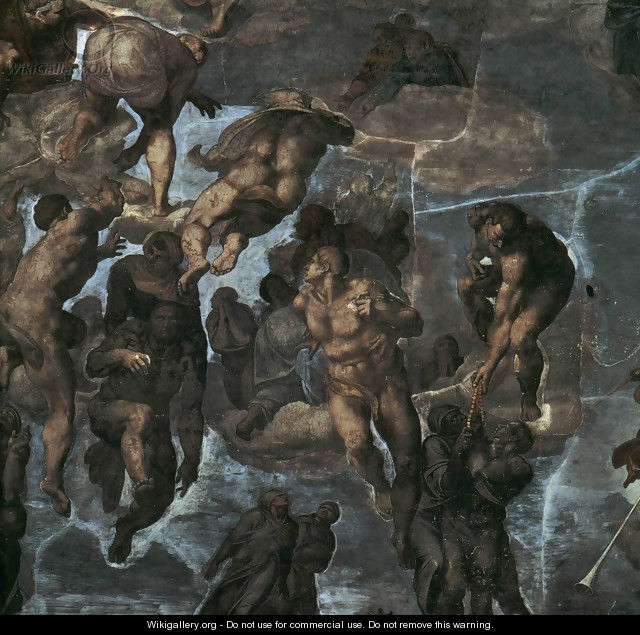 The Last Judgement [detail: 3] (or Before restoration) - Michelangelo Buonarroti