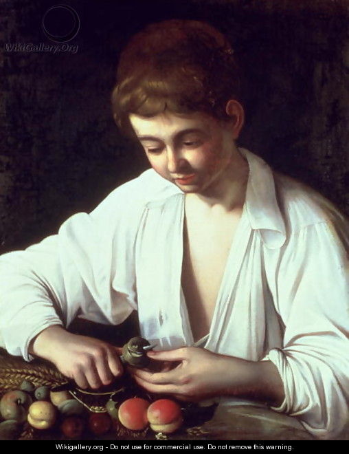 A Young Boy Peeling an Apple - Studio of Caravaggio, Michelangelo