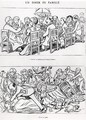 Caricature of a family dinner before and after having talked about the Dreyfus Affair, c.1894 - (Emmanuel Poire) Caran d'Ache