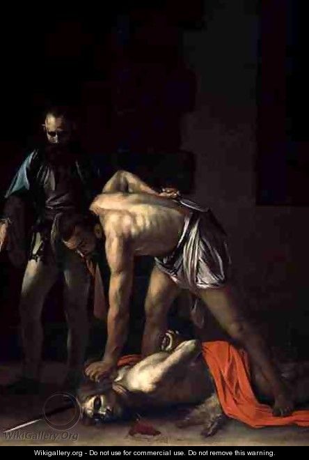 The Decapitation of St. John the Baptist, 1608 (detail-2) - Caravaggio