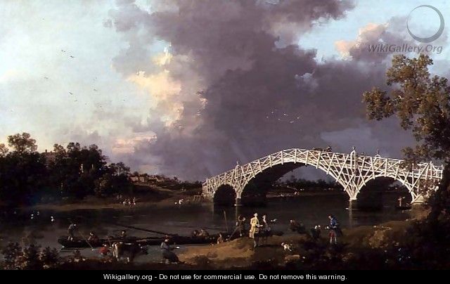 Old Walton Bridge over the Thames, 1754 - (Giovanni Antonio Canal) Canaletto