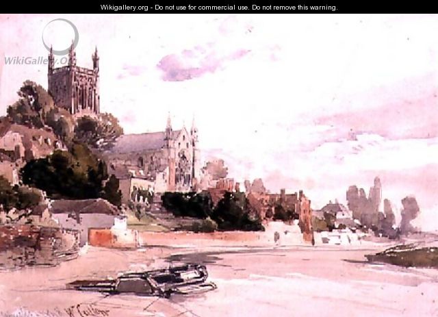 Worcester Cathedral: Seen from the River - William Callow