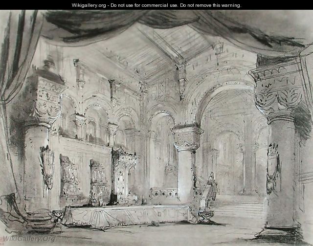 Set design of the palace interior for a performance of the opera 