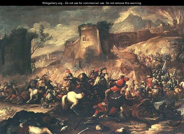 Cavalry skirmishes between Crusaders and Turks - Nicolino Calyo
