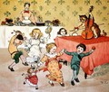 The Cat and the Fiddle and the Children's Party illustration from Hey Diddle Diddle - Randolph Caldecott